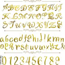 64pcs Acrylic Alphanumeric Cake Decoration Cupcake Decoration A-Z Alphanumeric Mirror 0-9 Cake Decoration Pick Letters Anniversary Wedding Baby Shower Party Supplies - Gold - View 2