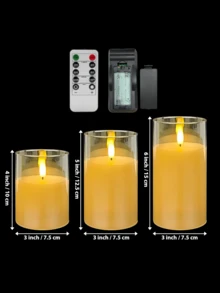 1件/2件/3件 LED無焰蠟燭，閃爍LED柱狀蠟燭，蠟燭燈，升級水滴形燭芯，電池供電電子蠟燭（不含電池），適用於桌面中心裝飾、婚禮、花園、節日派對、禮物、壁爐、家居裝飾（金色，3英吋 X 4英吋 5英吋 6英吋） - 金色 - 查看 10