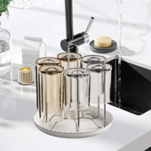 Cup Drying Rack Stainless Steel Multipurpose Sturdy Easy To Clean With 6 Hooks Bottle Drying Rack For Cabinet Office Home - Silver White - View 7