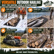 3PCS HDPE Deer Drag Sled Set With 2 * 360cm Pull Ropes, Heavy-Duty Rollable Hunting Hauling Mat With Reinforced Metal Eyelets For Game, Gear, Snow & Rough Terrain - Black - View 4