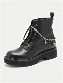 1pc Versatile Star Boots, Decorative Accessories, Sweet Cool Cross Star Pendant, Chain, Suitable For Daily Use - Silver - View 7