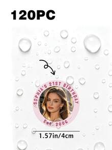 Custom Birthday Photo Stickers, Personalized Round Photo & Text Stickers, Custom Name Birthday Party Labels, Birthday Party Favors, Gift Tags, Treat Bags, Cups, Bottles, Invitations, Party Decor & Keepsakes For Girls, Friends & Guests - Multicolor - View 27