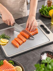 Stainless Steel Kitchen Cutting Board (Pure Titanium/PP), 16" X 11", Separate Raw And Cooked Food Preparation Surface, Odor-Resistant, Easy To Clean, Durable, Kitchen Essential - View 2
