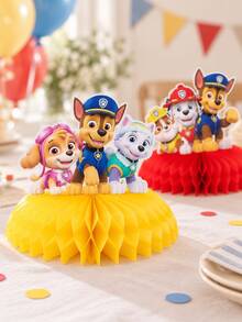 زينة طاولة مركزية بتصميم خلية النحل لشخصيات PAW Patrol، ديكورات طاولة حفلة كرتونية ملونة للاحتفال بعيد الميلاد وحفلة عيد الميلاد & ديكور العطلات - النمط 1 - مشاهدة 4