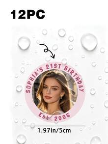 Custom Birthday Photo Stickers, Personalized Round Photo & Text Stickers, Custom Name Birthday Party Labels, Birthday Party Favors, Gift Tags, Treat Bags, Cups, Bottles, Invitations, Party Decor & Keepsakes For Girls, Friends & Guests - Multicolor - View 10