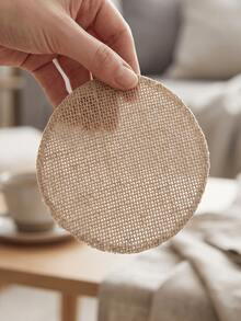 1-24pcs Natural Color Round Coasters, Nordic Wabi-Sabi Style Jute Woven Round Heat-Insulating Absorbent Coaster Set With Iron Storage Rack, Suitable For Home, B&B, Coffee And Tea Cups - Multicolor - View 2