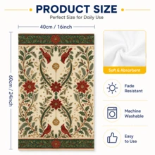 2pcs Christmas Red Bird & Reindeer One-Piece Red Kitchen Towels, Suitable For Kitchen, Bathroom, Toilet Holiday Kitchen Decor, Winter Home Decoration, Christmas Gift Set - Multicolor - View 6