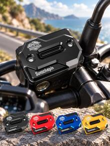 1pc Motorcycle Front Brake Fluid Reservoir Cap, CNC Aluminum Alloy Anodized Brake Master Cylinder Cover, 4 Colors Available, 42mm Bolt Spacing, Brake Fluid Tank Cap, Racing Style Handlebar Cover, Scooter Street Bike Motorcycle Modification Accessory - A - View 3
