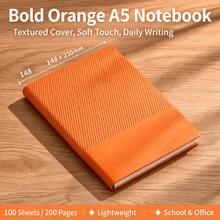1pc A5 PU Leather Notebook, Textured Cover With Pen Holder, 200 Pages, 3 Styles For Office, School & Daily Writing - Multi-color - View 3