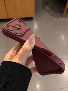 VOUVI 時尚簡約設計純色磨砂 TPU 軟殼,相容 iPhone Air 18 17 16 15 14 13 12 11 Pro Max,鏡頭保護防震防摔保護殼,多巴胺風格極簡手機配件,相容 16 15 14 Plus - 酒紅色 - 查看 7
