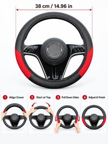 Sarung Setir Mobil Kulit Serat Karbon Jala Sutra Es, Elastis Tanpa Cincin Dalam, Bernapas, Anti Selip, Anti Keringat, Pelindung Setir, Aksesori Interior Mobil Modis Universal 15 Inci - MultiWarna - View 9