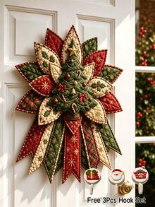 Beginner-Friendly Oversized Christmas Quilted Door Hanger Sewing Kit - Pre-Cut Fabric Suitable For Front Door Wall Hanging Decor With Patchwork, Hand Washable Craft Project For Decoration (No Need) - A - View 9