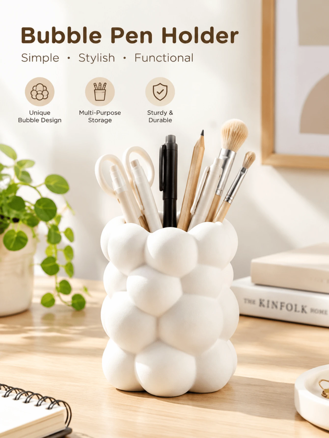 1pc Creative Bubble Cloud Pen Holder, Student Stationery Storage Pencil ...
