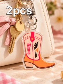 Custom Cowboy Boot Keychain, Personalized Name Western Key Chain Bag Charm, Customized Name Cowgirl Keychains, Customizable Birthday & Christmas Gift - Style a - View 12