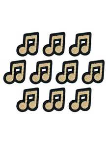 5Pcs/10Pcs Embroidered MusicNote Patch Embroidered Iron On Patches, Music Note Decor Patch 5.6 X 2.5cm For Jackets Jeans Backpacks Hats Clothing DIY Decoration - MusicNote - View 10