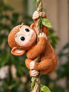 Set Of 3 Cute Hanging Climbing Monkey Ornaments – Resin Garden Figurines With Ropes – Suitable For Indoor/Outdoor Trees, Gardens, Balconies, And Home Decor - Multicolor - View 7