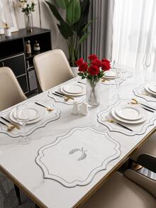 1-12pcs Vintage Scalloped Wavy Edge Embroidered Placemats, Cream Base With Red Laurel & Bow Embroidery, Fabric Heat-Insulating Decorative Table Mats For Home Dining - Multicolor - View 22