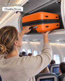 Suitcase Cabin Size Carry On 20 24 28 Inch 3 Piece Set Hard Shell Lightweight Spinner Wheels Combination Lock Telescopic Handle Travel Luggage - Orange - View 9