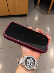 VOUVI 時尚簡約設計純色磨砂 TPU 軟殼,相容 iPhone Air 18 17 16 15 14 13 12 11 Pro Max,鏡頭保護防震防摔保護殼,多巴胺風格極簡手機配件,相容 16 15 14 Plus - 酒紅色 - 查看 6