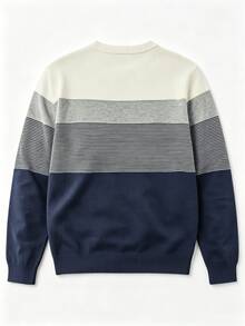 MBDNBD Authentic Men's Classic Patchwork Multi-Color Pullover Sweater, Autumn/Winter Casual Fashionable Black White Gray Color Block Top, Versatile And Unique Style Suitable For Outdoor Leisure, Camping And Other Occasions, Men's Gift - Multicolor - View 2