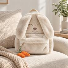 Mochila personalizada bordada con conejo lindo, mochila casual de conejo suave con orejas largas, Charm de zanahoria de ganchillo y bolsillo con cremallera frontal, adecuada para uso diario - Multicolor - Ver 11