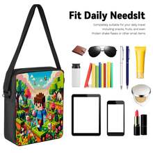 Pixel Forest Animal Boy Walking In Flower Sea Print 3 Pieces Set, Large Capacity Backpack + Crossbody Lunch Bag + Pencil Case, Durable Water-Resistant Fabric, Adjustable Padded Shoulder Straps, Fresh Healing Sandbox Style Daily Commute Travel Storage Set - Printed Bag - View 3