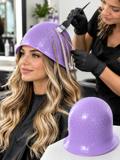 WANMEI 1pc Silicone Highlight Cap, Professional Hair Dyeing Tool, Comes With Crochet Hook, Reusable, Suitable For Hair Salon, Unisex, DIY Highlight And Matte Highlight Cap, Home Hair Care Product, Create Salon-Grade Highlight Effect, Reusable Hair Dyeing/Highlight Cap, Professional Hair Salon Supplies