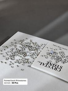 50/200/300pcs K9 Crystal Pointed Round Rhinestones 1.5-5.0mm (5 Sizes Available) Transparent High Brightness Nail Art Decor DIY Accessories - Multicolor - View 13