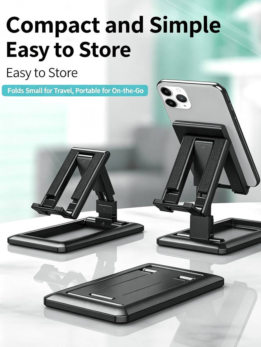 Foldable Telescopic Desktop Phone Stand, Creative Transformable Height Adjustable Portable Phone Holder, Stable Non-Slip Base, Supports Hands-Free Viewing, Compatible With Phones And Tablets, Suitable For Home Bedside Table Binge-Watching, Online Course Learning, E-Commerce Product Photography, Lightweight And Easy To Store, Essential Travel Companion, Multi-Functional Desktop Storage Stand, Minimalist Creative Gift, Hands-Free, Multi-Angle Adjustment, Portable And Space-Saving, Office Desk Organizer, Live Streaming And Video Watching, Practical Gift For Home And Travel - Multicolor - View 1