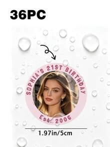 Custom Birthday Photo Stickers, Personalized Round Photo & Text Stickers, Custom Name Birthday Party Labels, Birthday Party Favors, Gift Tags, Treat Bags, Cups, Bottles, Invitations, Party Decor & Keepsakes For Girls, Friends & Guests - Multicolor - View 20