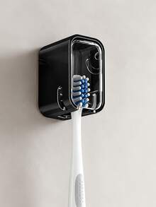 Minimalist Wall-Mounted Toothbrush Holder With Lid, Dust-Proof Storage Box, No-Drill Wall-Mount Toothbrush Rack For Electric Toothbrushes, Wall-Mounted Toothbrush Organizer With Dust-Proof Flip Cover, Ventilation And Drainage Design, Bathroom Electric Toothbrush Holder, Home Bathroom Toothbrush Storage Rack, Wall-Mounted Toothbrush Protective Box - Multicolor - View 9