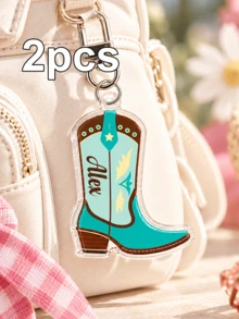 Custom Cowboy Boot Keychain, Personalized Name Western Key Chain Bag Charm, Customized Name Cowgirl Keychains, Customizable Birthday & Christmas Gift - Style a - View 8