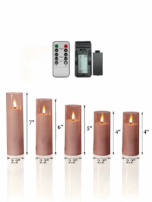 2/3/5件組 無焰遙控 LED 電子蠟燭，電池供電定時 LED 蠟燭，無煙浪漫裝飾蠟燭燈，LED 柱狀蠟燭，適合居家裝飾、臥室、婚禮、求婚、聖誕節、公司派對、派對、桌面中心裝飾、蠟燭加熱器、仿真蠟燭，禮物（粉色，直徑 2.2 吋，高度 4 吋/5 吋/6 吋/7 吋） - 粉紅色 - 查看 9