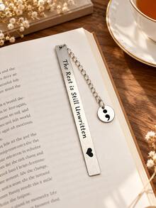 Mental Health Inspirational Bookmark, Stainless Steel Reading Marker With Semicolon Pendant, Bookish Gift - Multicolor - View 6
