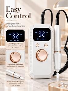 GENAI Digital Display Electric Nail File, Portable Handheld Nail Buffer, Adjustable Speed Forward/Reverse Rotation, Suitable For Manicure, Pedicure, Home Nail Care - Multicolor - View 4