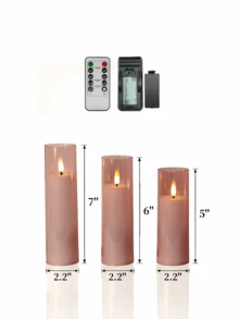 2/3/5件組 無焰遙控 LED 電子蠟燭，電池供電定時 LED 蠟燭，無煙浪漫裝飾蠟燭燈，LED 柱狀蠟燭，適合居家裝飾、臥室、婚禮、求婚、聖誕節、公司派對、派對、桌面中心裝飾、蠟燭加熱器、仿真蠟燭，禮物（粉色，直徑 2.2 吋，高度 4 吋/5 吋/6 吋/7 吋） - 粉紅色 - 查看 10