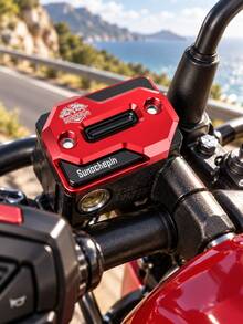 1pc Motorcycle Front Brake Fluid Reservoir Cap, CNC Aluminum Alloy Anodized Brake Master Cylinder Cover, 4 Colors Available, 42mm Bolt Spacing, Brake Fluid Tank Cap, Racing Style Handlebar Cover, Scooter Street Bike Motorcycle Modification Accessory - A - View 6