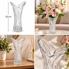 25cm Clear Glass Flower Vase – Decorative Textured Vase For Home & Table Décor - 1PC - View 4