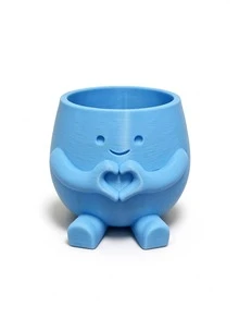 Mini Cute Expression Succulent Plant Pot, With Heart-Shaped Hand Plastic Succulent Planter, 6cm/2.4in Small Flower Pot, Suitable For Desk, Office, Shelf And Home Decor, White, Gray - A - View 10
