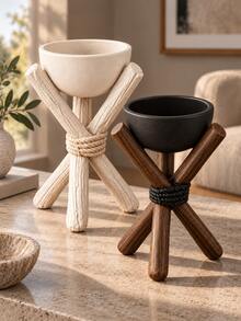 Neutral Tone Tripod Base Decorative Bowl, Handmade Woven Rope X-Frame Tabletop Decor, Modern Farmhouse Home Display Ornament - Tripod Stand Ornament - View 7