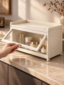 Light Luxury Simple Desktop Display Cabinet, Easy Assembly Desktop Storage Display Cabinet, Transparent Dust-Proof Door, Multi-Functional Tabletop Storage Rack, Suitable For Mugs, Cosmetics And Office Supplies, Elegant Home Storage Rack - Multicolor - View 6