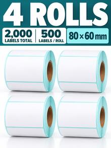 Premium 80*60mm Direct Thermal Labels, Self-Adhesive Blank White Sticker Rolls For Barcode, Shipping, Product, Price, Bakery, Packaging, Storage & Inventory Labels, High-Quality Thermal Printer Labels For Retail, Office, Warehouse & Small Business - C - View 7