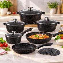 12-Piece Pots And Pans Set With Glass Lids, For Pasta, Sauces, Stir-Fries And Weekend Family Dinners - View 1
