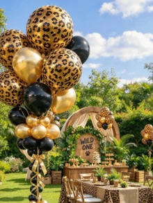 2/23/45pcs Leopard Print 22 Inch 4D Large Aluminum Foil & Latex Balloons, Suitable For Birthday Party, Animal Jungle Adventure, Wedding, Baby Shower Decoration - Multicolor - View 1