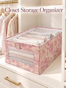 1pc Multifunctional Foldable Fabric Storage Boxes For Bedroom, Floral Storage Organizer With Clear Window For Toy Storage, Clothes, Pants And Closet Organization,Storage Bins,Storage Containers,Christmas,Closet Organizer And Storage - Multicolor - View 3