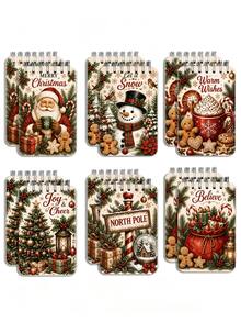 New Christmas Theme Mini Loose-Leaf Notebook/Portable Pocket Size, Suitable For Writing, Memo, Diary, Study And Office, Thoughtful Gift For Teachers On Teacher's Day, Also Great Gift For Graduation, Birthday, Back To School Essential, Back To School Season, Back To School Must-Have, Christmas Gift (Mini Size) - Multicolor - View 2