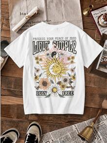 3 piezas Camiseta femenina de manga corta con cuello redondo, tejido ligero y cómodo, corte versátil ideal para uso diario, salidas y combinaciones sencillas en temporada cálida - Multicolor 2 - Ver 4