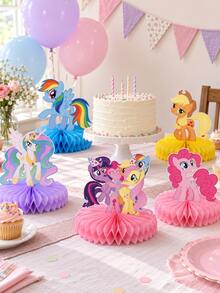 My Little Pony Character Honeycomb Table Centerpieces, Colorful Pony Party Decor For Birthday Table, Christmas Party & Holiday Celebration - Style 1 - View 1