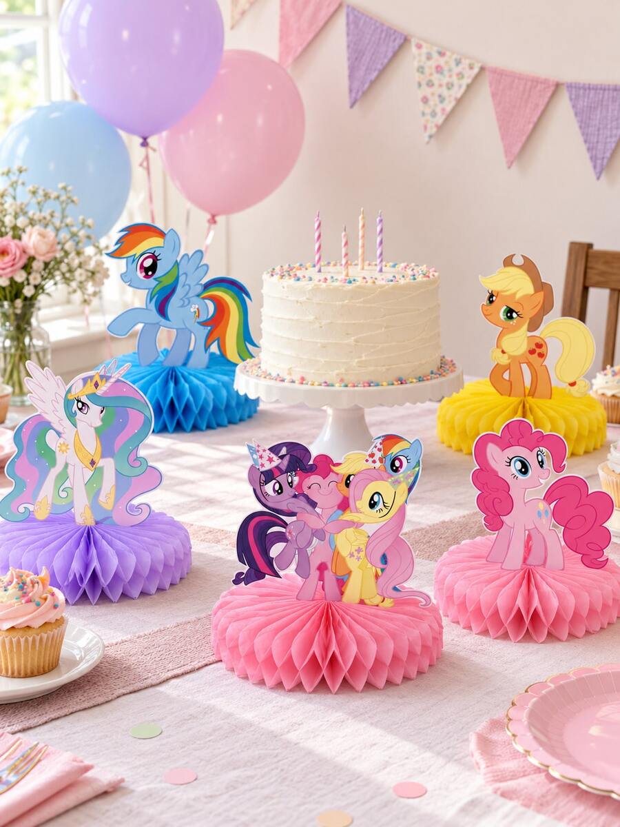 My Little Pony Character Honeycomb Table Centerpieces, Colorful Pony Party Decor For Birthday Table, Christmas Party & Holiday Celebration - Style 1 - View 1