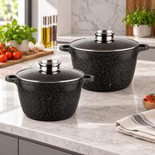 4-Piece Deep Cooking Pot Set With 2 Glass Lids, 28 Cm And 32 Cm, For Soups, Stews And Pasta - View 7
